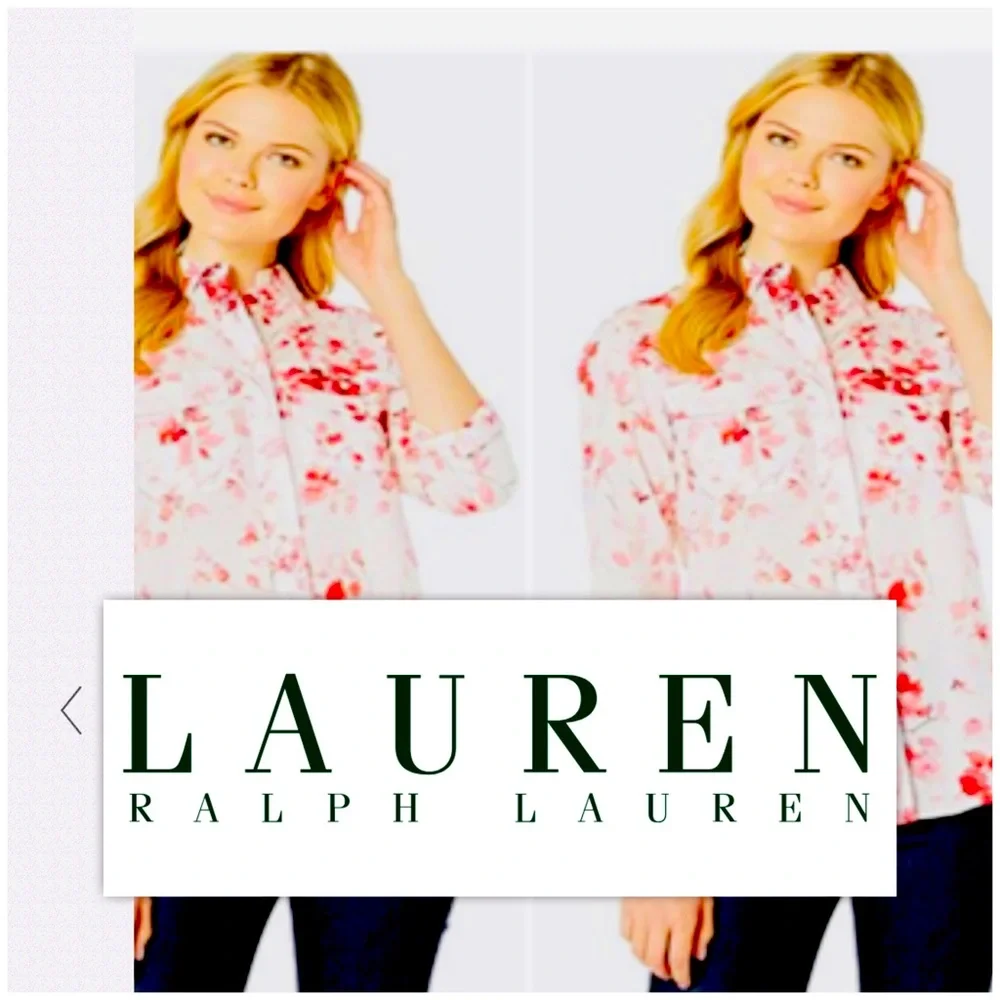 LAUREN RALPH LAUREN - Floral Pink Button Down Blouse. Size PXS - Picture 1 of 13
